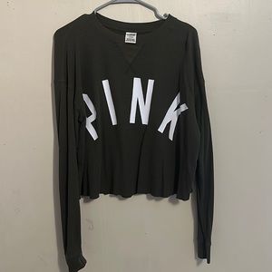 Green PINK cropped long sleeve